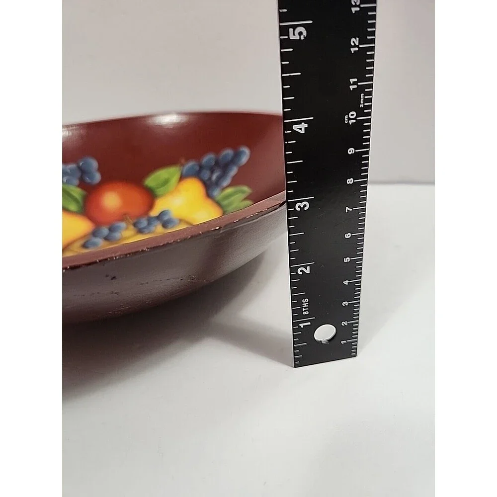 Wooden Colorful Bowl W Handpainted Fruit 11